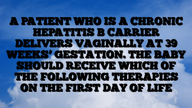 A PATIENT WHO IS A CHRONIC HEPATITIS B CARRIER DELIVERS VAGINALLY AT 39 WEEKS’ GESTATION. THE BABY SHOULD RECEIVE WHICH OF THE FOLLOWING THERAPIES ON THE FIRST DAY OF LIFE