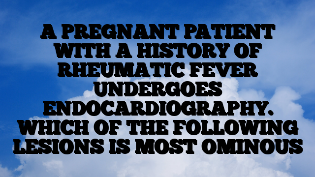 A PREGNANT PATIENT WITH A HISTORY OF RHEUMATIC FEVER UNDERGOES ENDOCARDIOGRAPHY. WHICH OF THE FOLLOWING LESIONS IS MOST OMINOUS