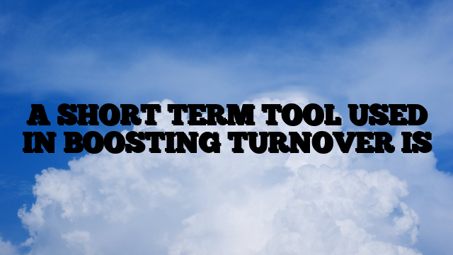 A SHORT TERM TOOL USED IN BOOSTING TURNOVER IS