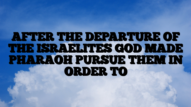 AFTER THE DEPARTURE OF THE ISRAELITES GOD MADE PHARAOH PURSUE THEM IN ORDER TO