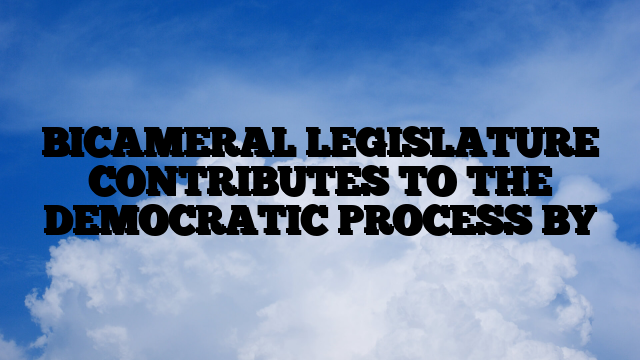 BICAMERAL LEGISLATURE CONTRIBUTES TO THE DEMOCRATIC PROCESS BY