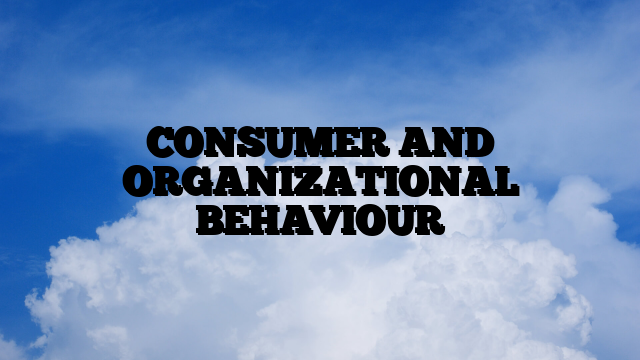 CONSUMER AND ORGANIZATIONAL BEHAVIOUR