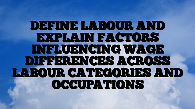 DEFINE LABOUR AND EXPLAIN FACTORS INFLUENCING WAGE DIFFERENCES ACROSS LABOUR CATEGORIES AND OCCUPATIONS