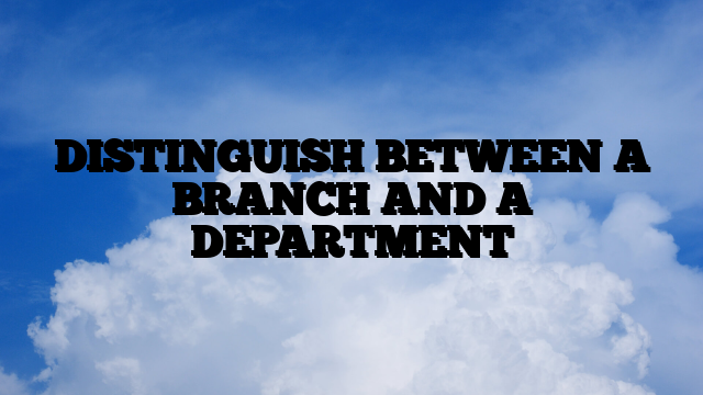 DISTINGUISH BETWEEN A BRANCH AND A DEPARTMENT