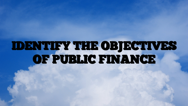 IDENTIFY THE OBJECTIVES OF PUBLIC FINANCE