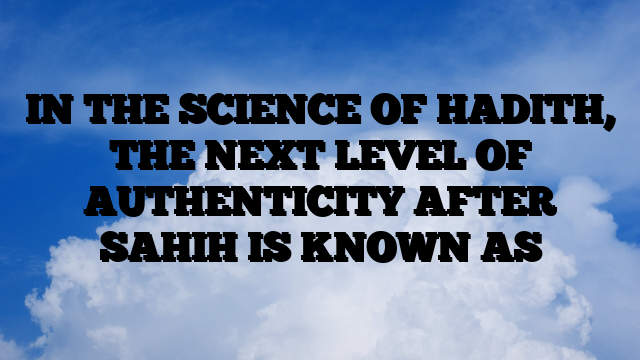 IN THE SCIENCE OF HADITH, THE NEXT LEVEL OF AUTHENTICITY AFTER SAHIH IS KNOWN AS