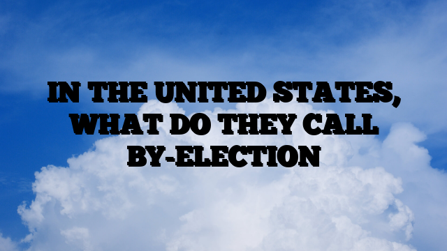 IN THE UNITED STATES, WHAT DO THEY CALL BY-ELECTION