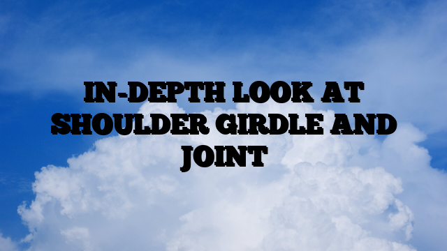 IN-DEPTH LOOK AT SHOULDER GIRDLE AND JOINT