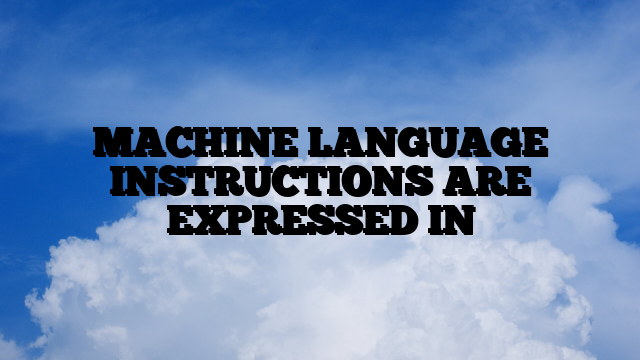 MACHINE LANGUAGE INSTRUCTIONS ARE EXPRESSED IN