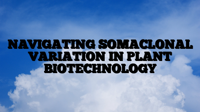 NAVIGATING SOMACLONAL VARIATION IN PLANT BIOTECHNOLOGY