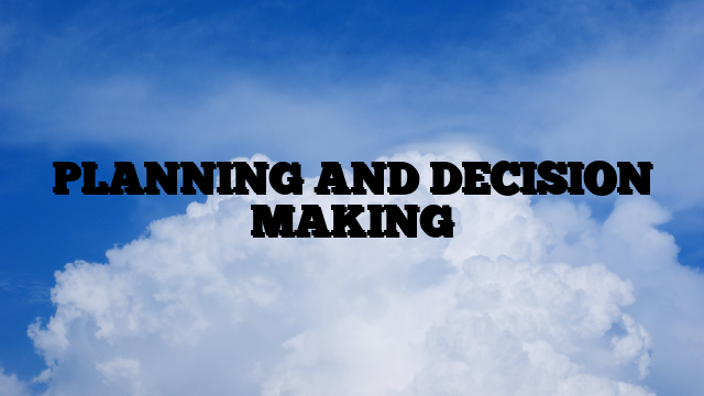 PLANNING AND DECISION MAKING