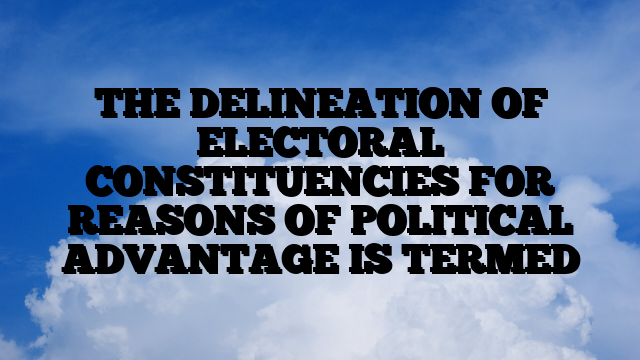 THE DELINEATION OF ELECTORAL CONSTITUENCIES FOR REASONS OF POLITICAL ADVANTAGE IS TERMED