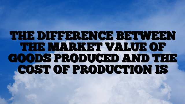 THE DIFFERENCE BETWEEN THE MARKET VALUE OF GOODS PRODUCED AND THE COST OF PRODUCTION IS