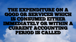 THE EXPENDITURE ON A GOOD OR SERVICES WHICH IS CONSUMED EITHER IMMEDIATELY OR WITHIN A CURRENT ACCOUNTING PERIOD IS CALLED