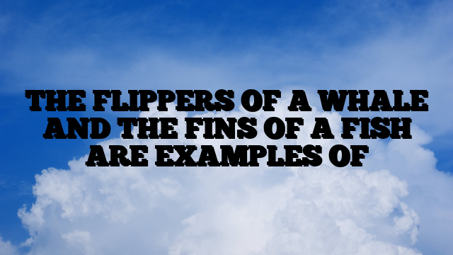 THE FLIPPERS OF A WHALE AND THE FINS OF A FISH ARE EXAMPLES OF