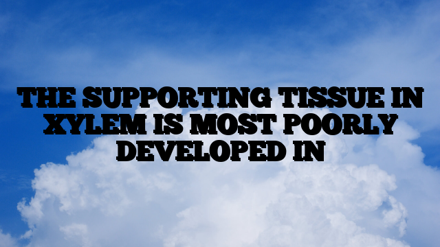 THE SUPPORTING TISSUE IN XYLEM IS MOST POORLY DEVELOPED IN