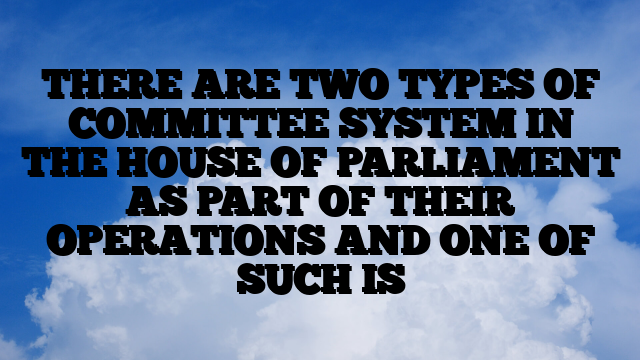 THERE ARE TWO TYPES OF COMMITTEE SYSTEM IN THE HOUSE OF PARLIAMENT AS PART OF THEIR OPERATIONS AND ONE OF SUCH IS