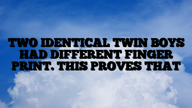 TWO IDENTICAL TWIN BOYS HAD DIFFERENT FINGER PRINT. THIS PROVES THAT